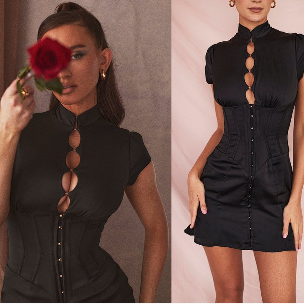 House of CB 'Carmina' Black Mini Corset Dress - Picture 3 of 11